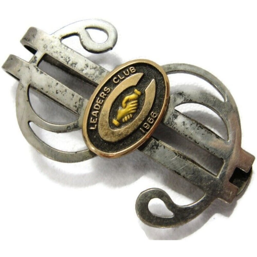 Money Clip Vintage B.A. Ballou Sterling 10K Gold Emblem Leaders Club Men 1966